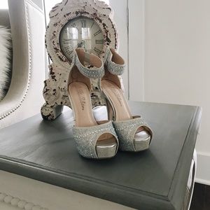 Stiletto Peep Toe Rhinestone Heels